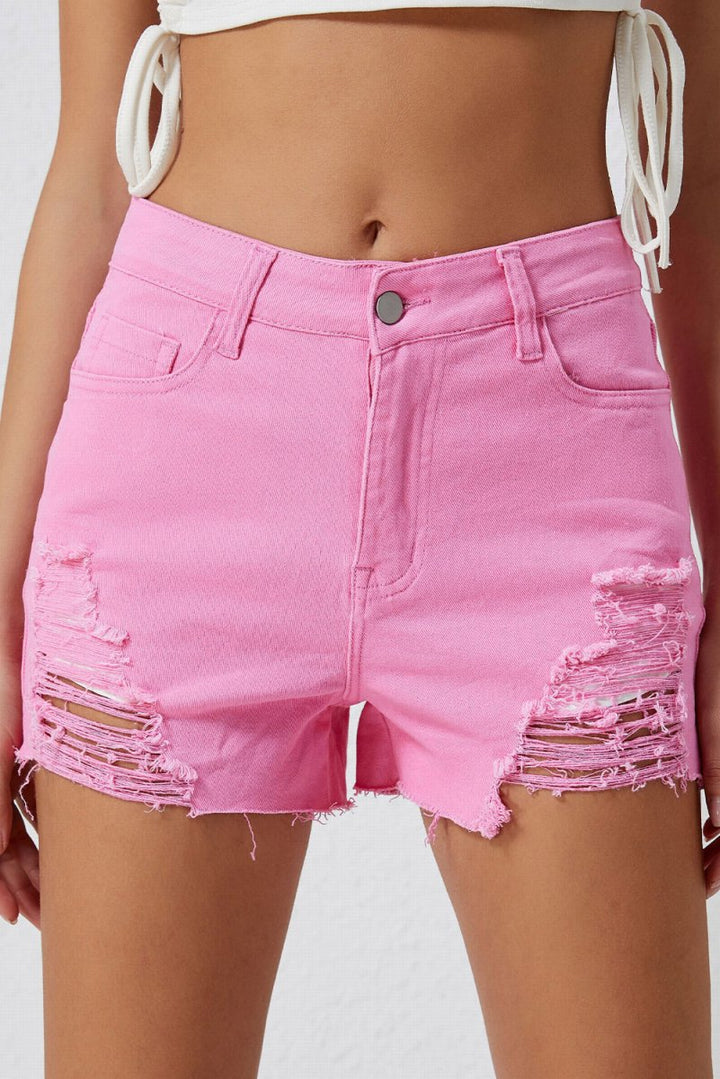 Distressed Denim Shorts - Bottoms