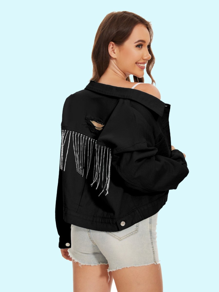 Distressed Distressed Button Up Denim Jacket - Outerwear