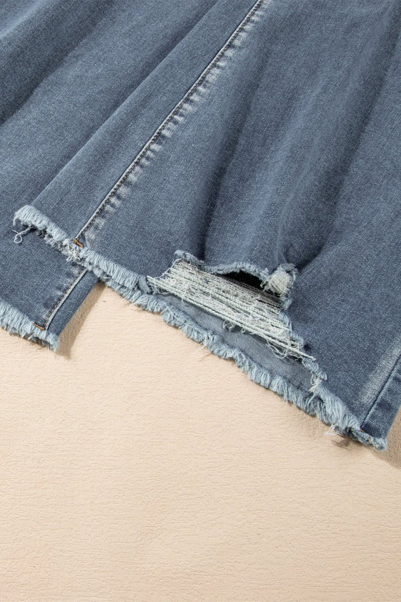 Distressed Raw Hem Bootcut Jeans - Bottoms