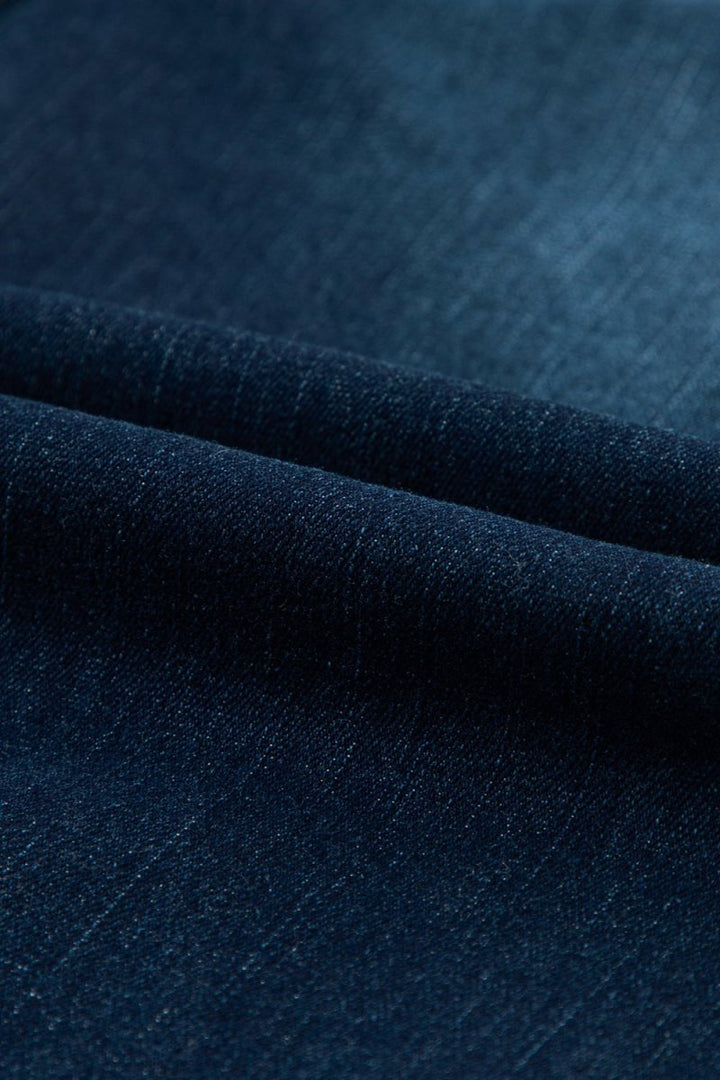 Distressed Wide Leg Jeans with Pockets - Bottoms