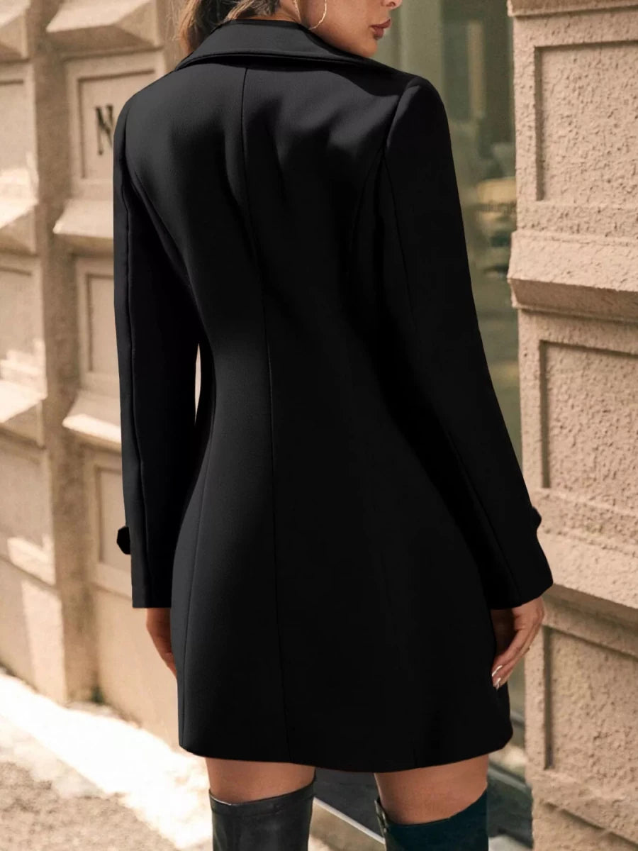 Double - Breasted Wool Blend Overcoat - 