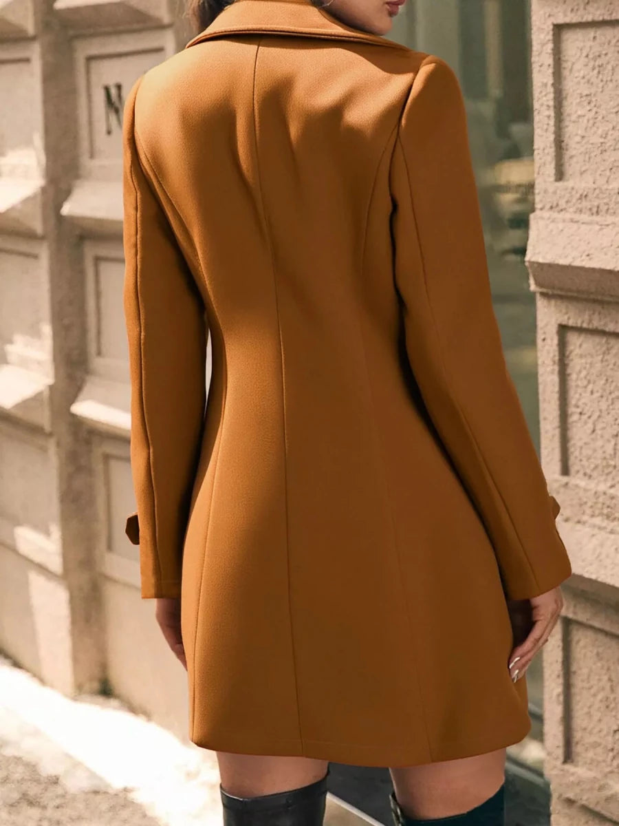 Double - Breasted Wool Blend Overcoat - 