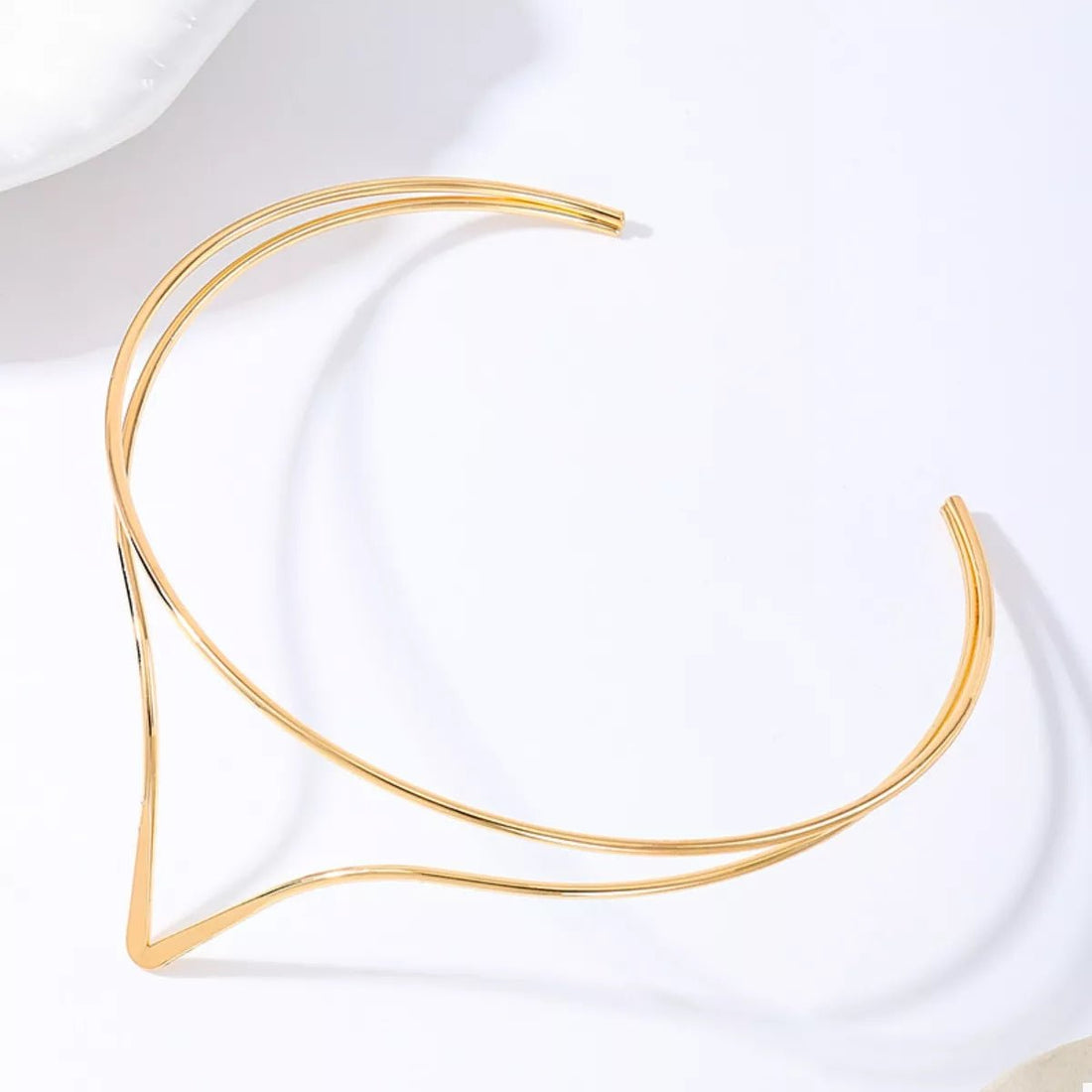 Double Layer V - Neck Choker Necklace - 