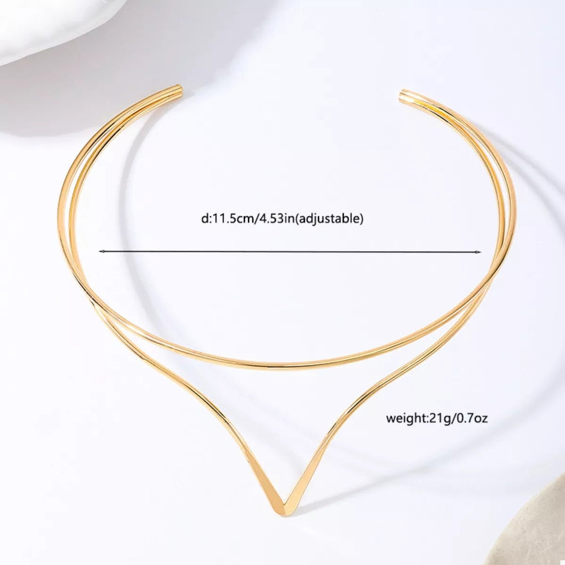 Double Layer V - Neck Choker Necklace - 