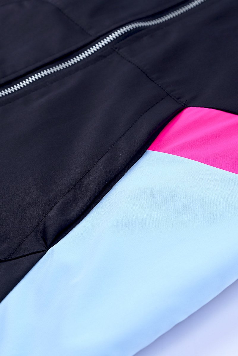 Double Take Leopard Color Block Zip - Up Hooded Jacket - Outerwear