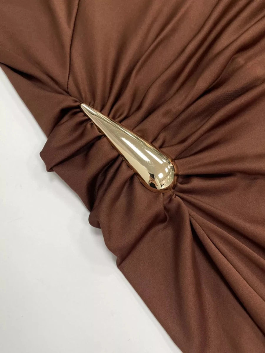Draped Sleeveless Bodycon Maxi Dress - 