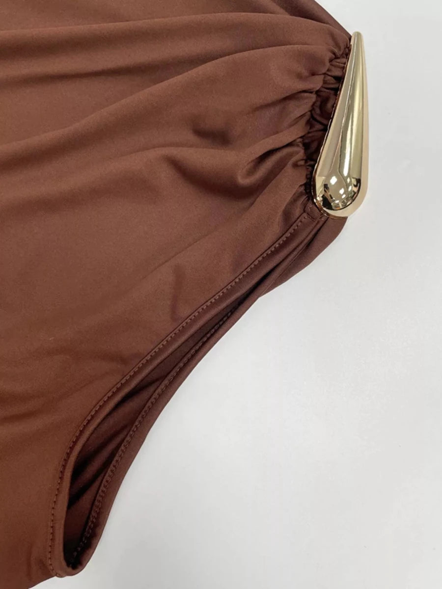 Draped Sleeveless Bodycon Maxi Dress - 