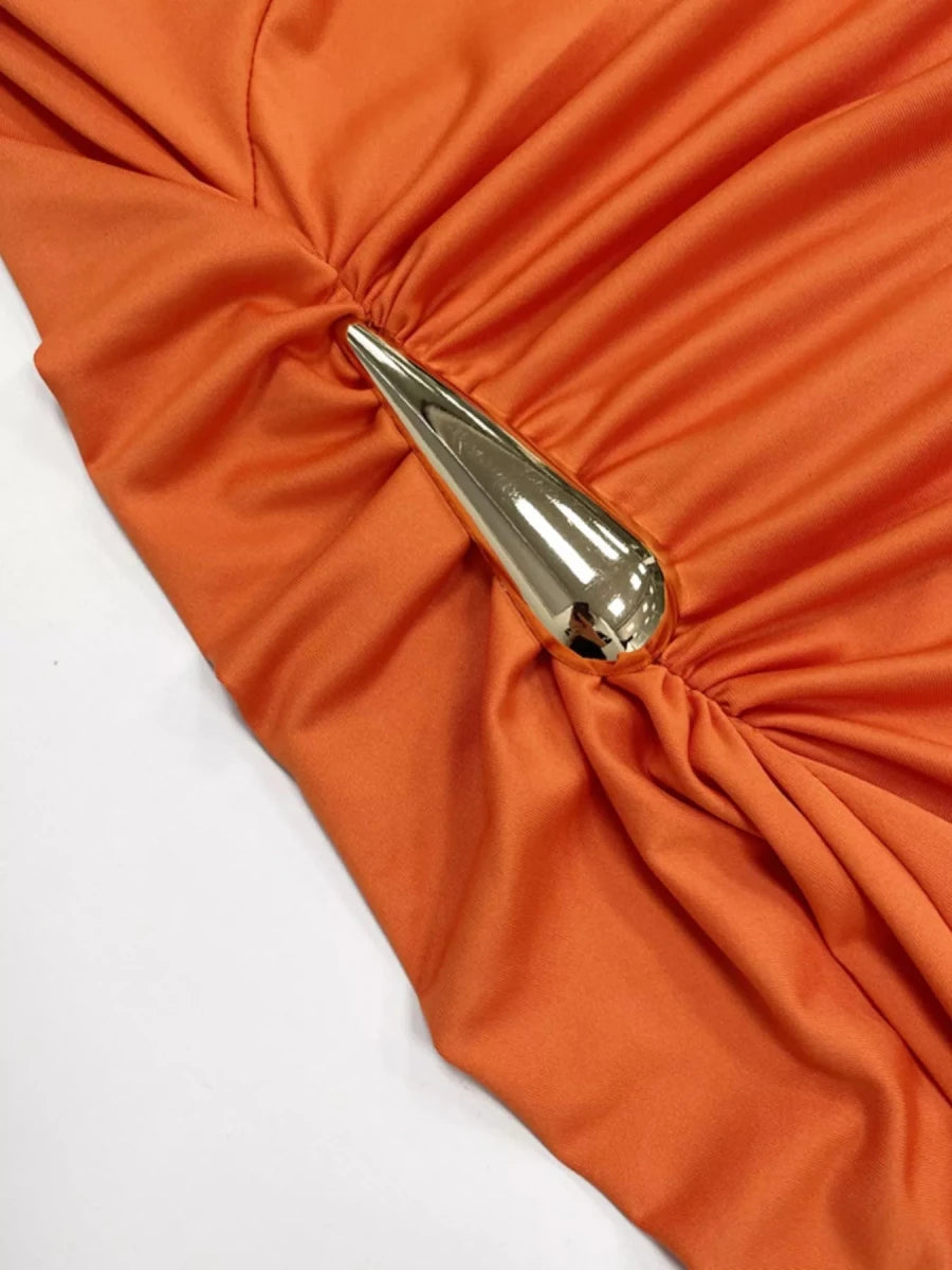 Draped Sleeveless Bodycon Maxi Dress - 