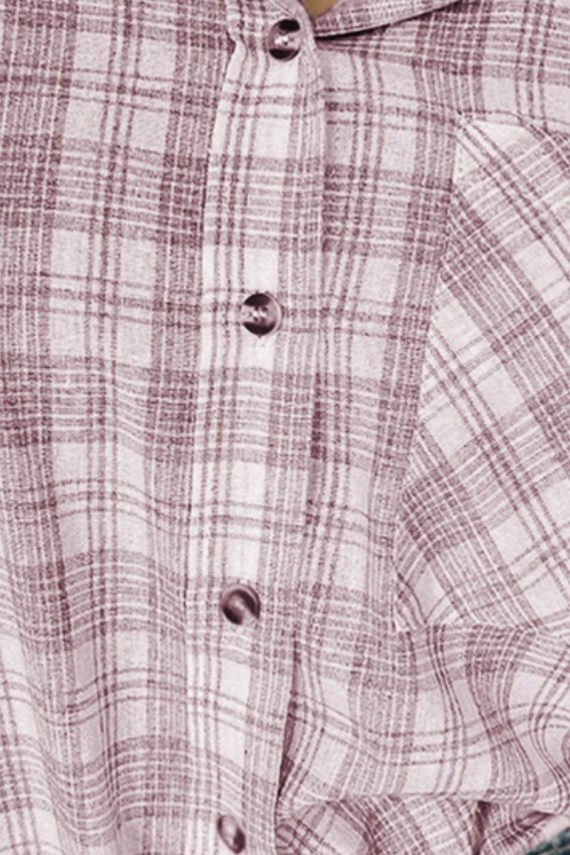 Drawstring Button Up Hooded Jacket - Outerwear