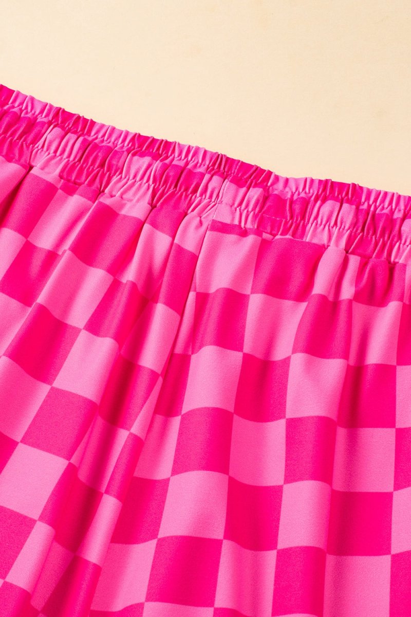 Drawstring Checkered Shorts with Pockets - Bottoms