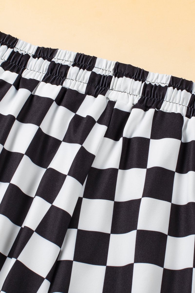 Drawstring Checkered Shorts with Pockets - Bottoms
