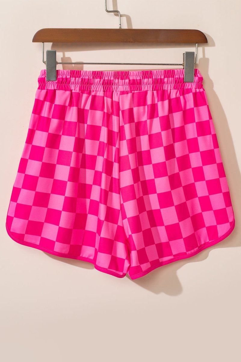 Drawstring Checkered Shorts with Pockets - Bottoms