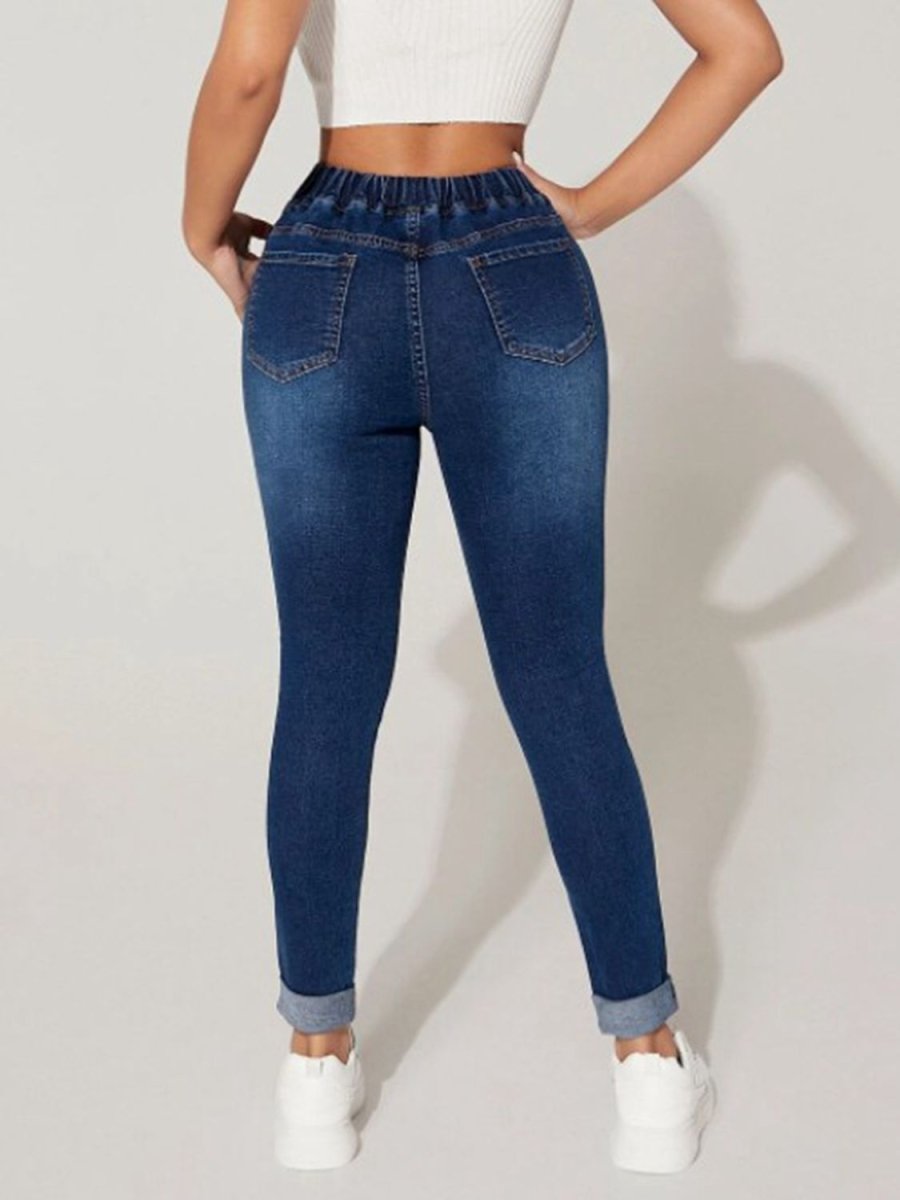 Drawstring Cropped Jeans - Bottoms