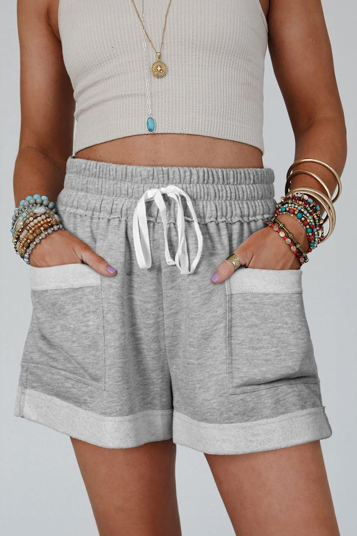 Drawstring High Waist Shorts with Pockets - Bottoms