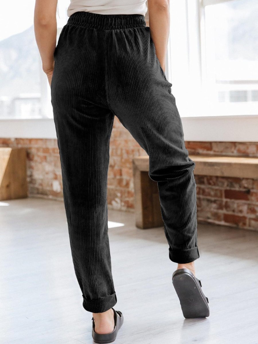 Drawstring Pants with Pockets - Bottoms