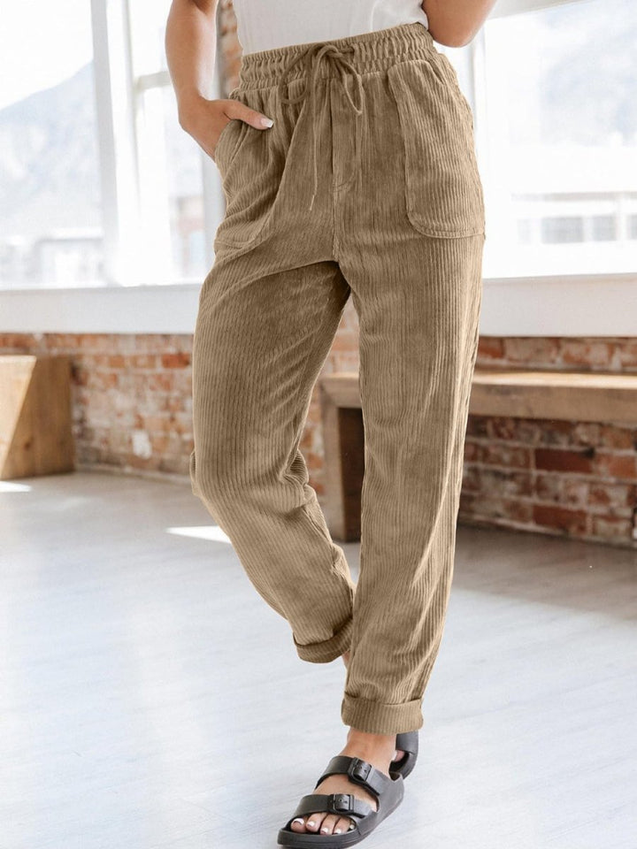 Drawstring Pants with Pockets - Bottoms