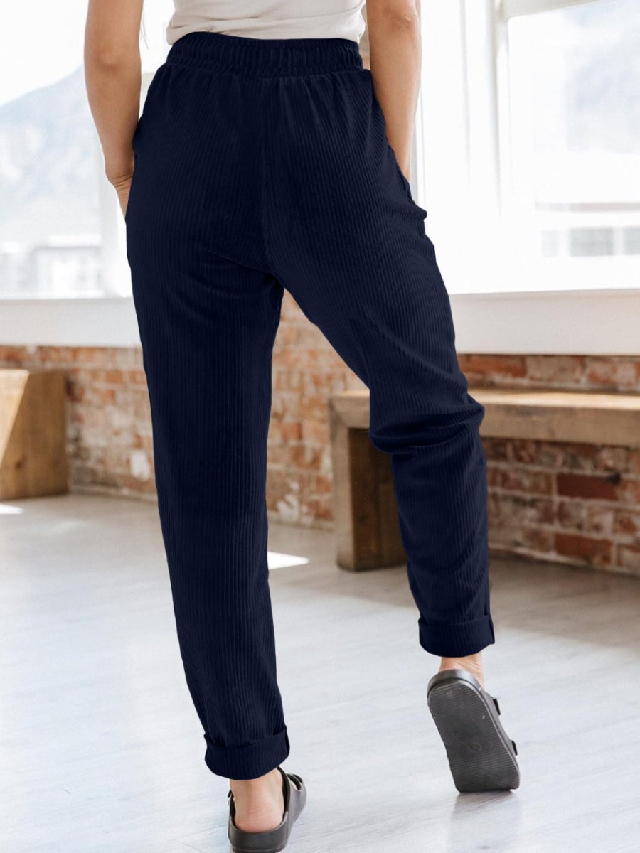 Drawstring Pants with Pockets - Bottoms