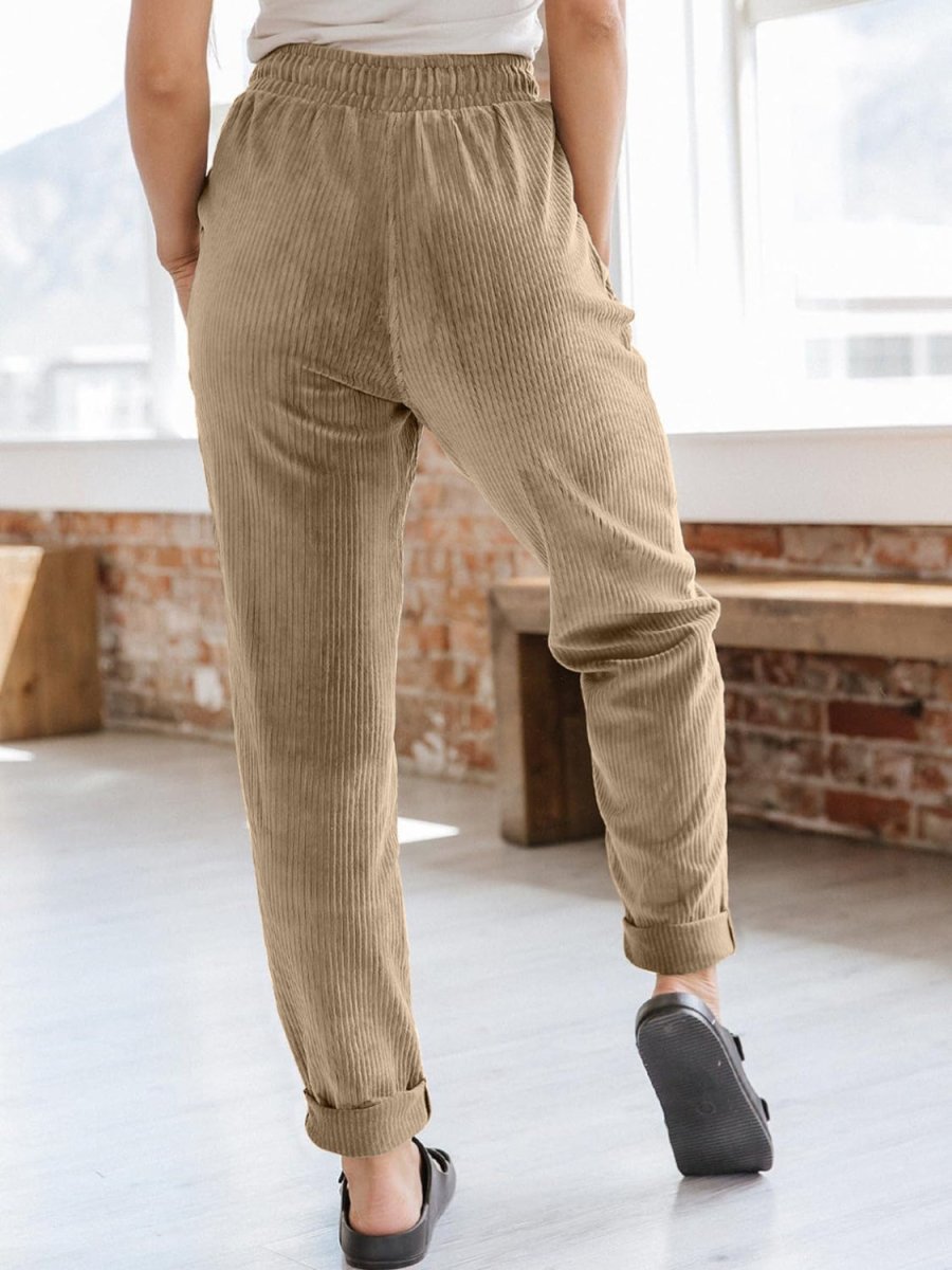Drawstring Pants with Pockets - Bottoms