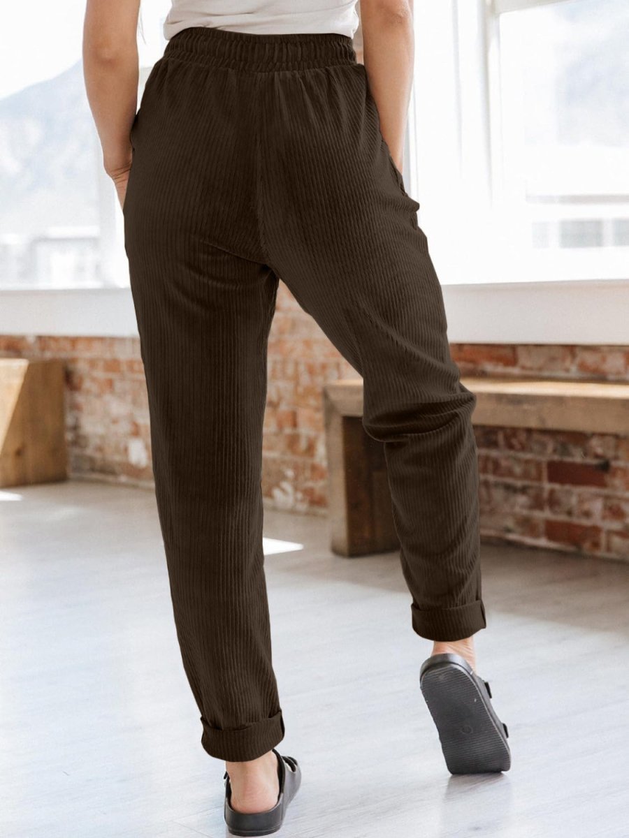 Drawstring Pants with Pockets - Bottoms