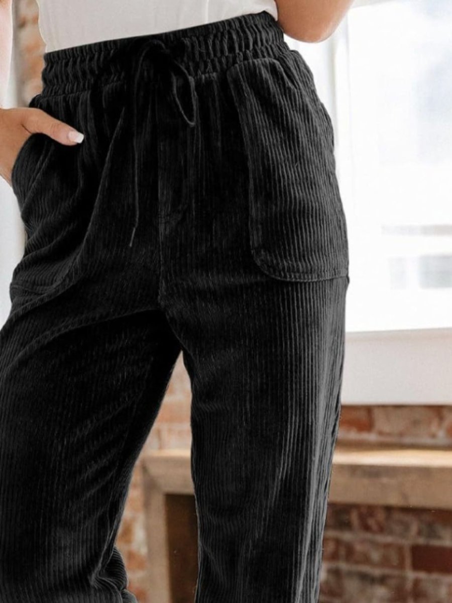 Drawstring Pants with Pockets - Bottoms