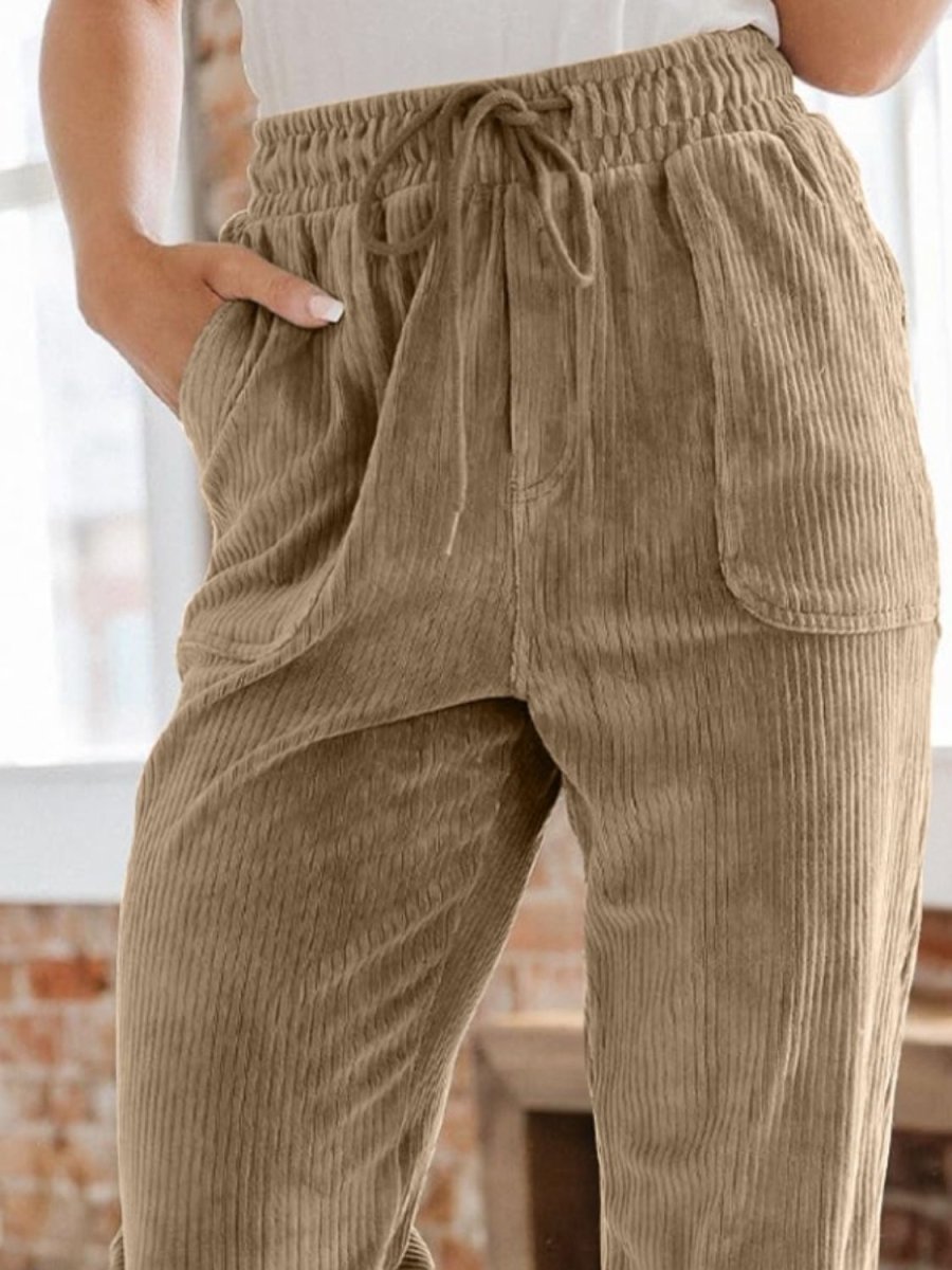 Drawstring Pants with Pockets - Bottoms
