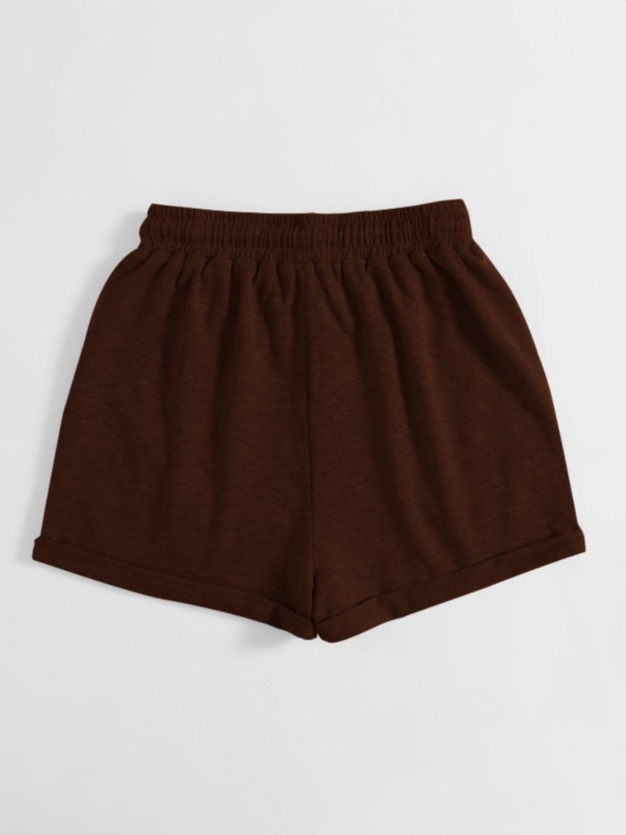 Drawstring Pocketed Elastic Waist Shorts - Bottoms