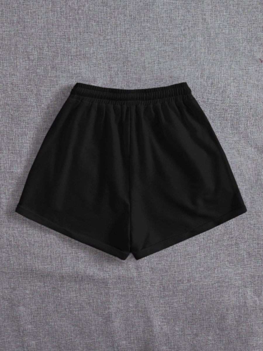 Drawstring Pocketed Elastic Waist Shorts - Bottoms