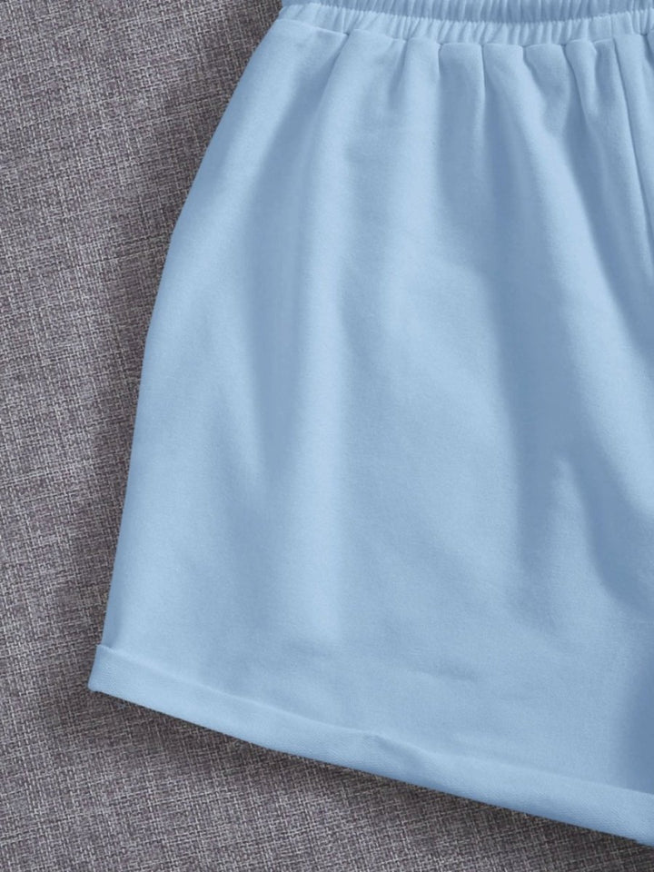 Drawstring Pocketed Elastic Waist Shorts - Bottoms