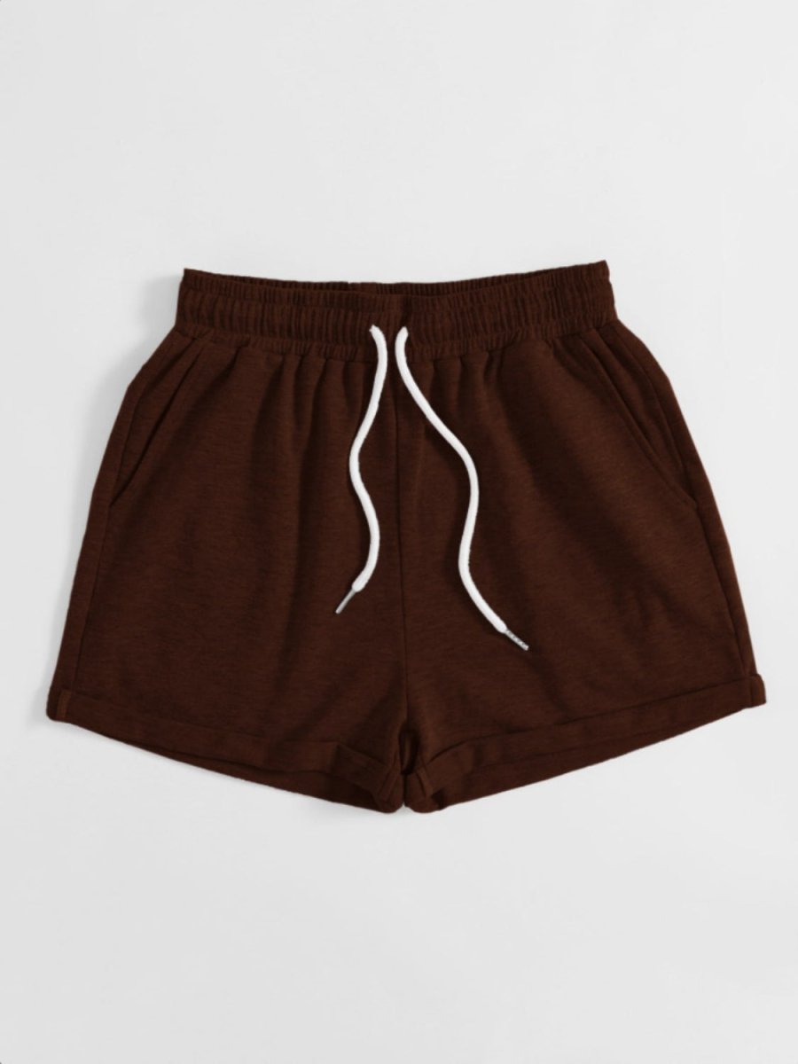 Drawstring Pocketed Elastic Waist Shorts - Bottoms