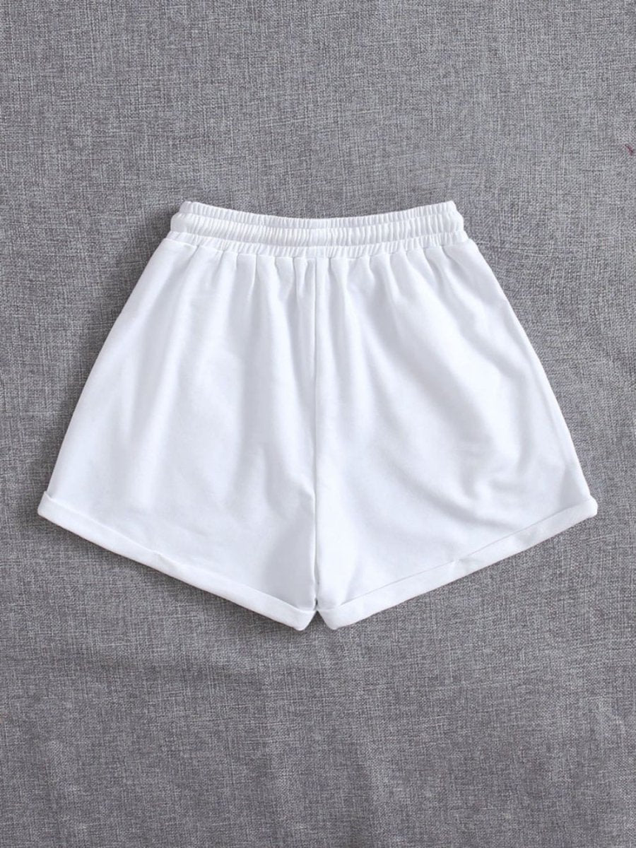 Drawstring Pocketed Elastic Waist Shorts - Bottoms