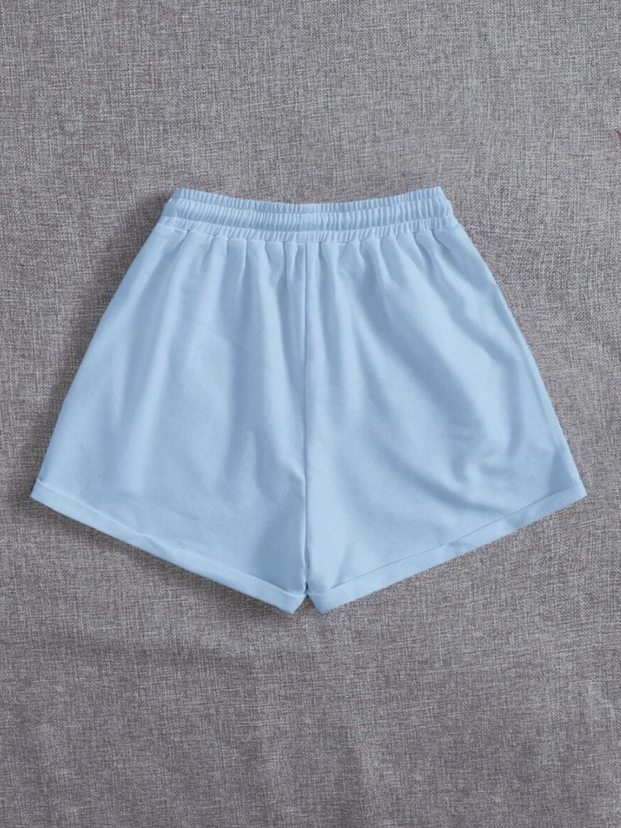Drawstring Pocketed Elastic Waist Shorts - Bottoms