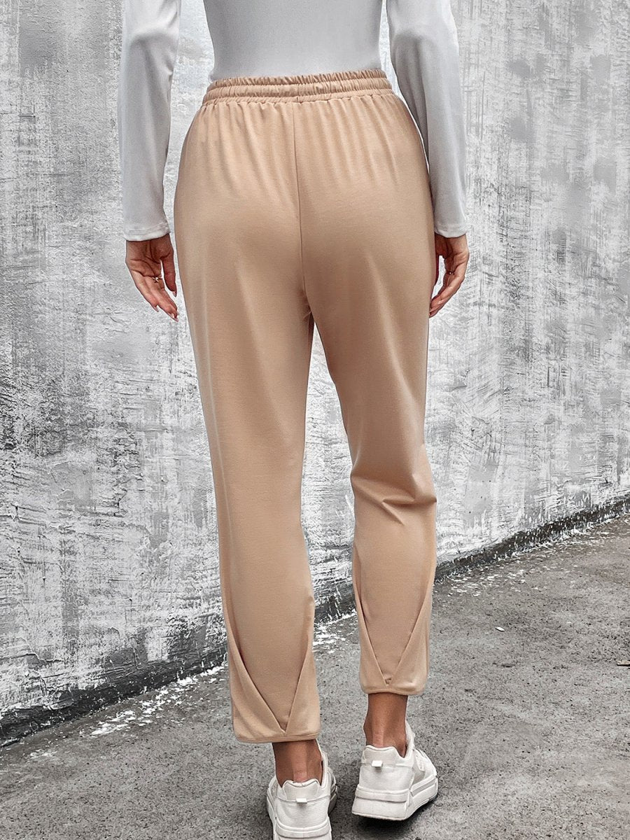 Drawstring Straight Pants with Pockets - Bottoms