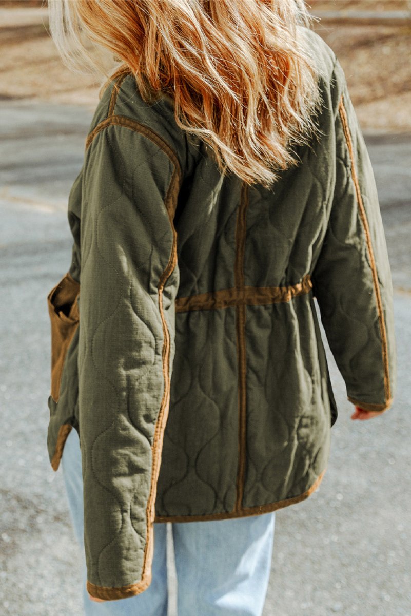 Drawstring Waist Zip - Up Jacket - Outerwear