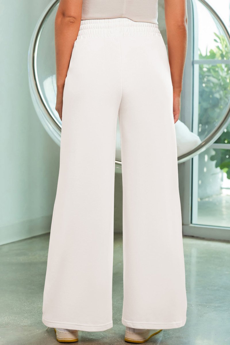 Drawstring Wide Leg Pants with Pockets - Bottoms