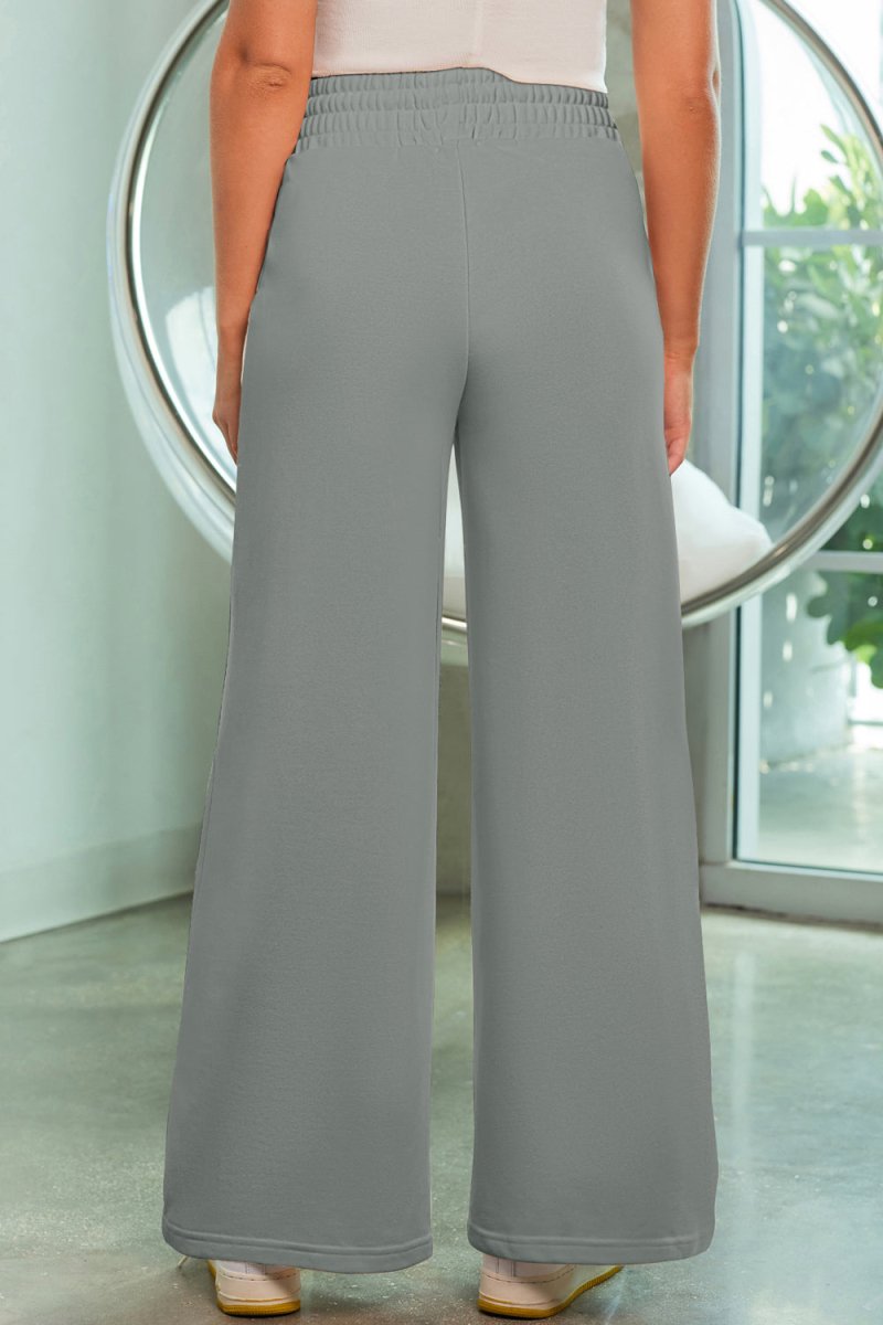 Drawstring Wide Leg Pants with Pockets - Bottoms