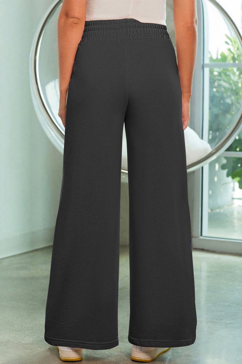 Drawstring Wide Leg Pants with Pockets - Bottoms