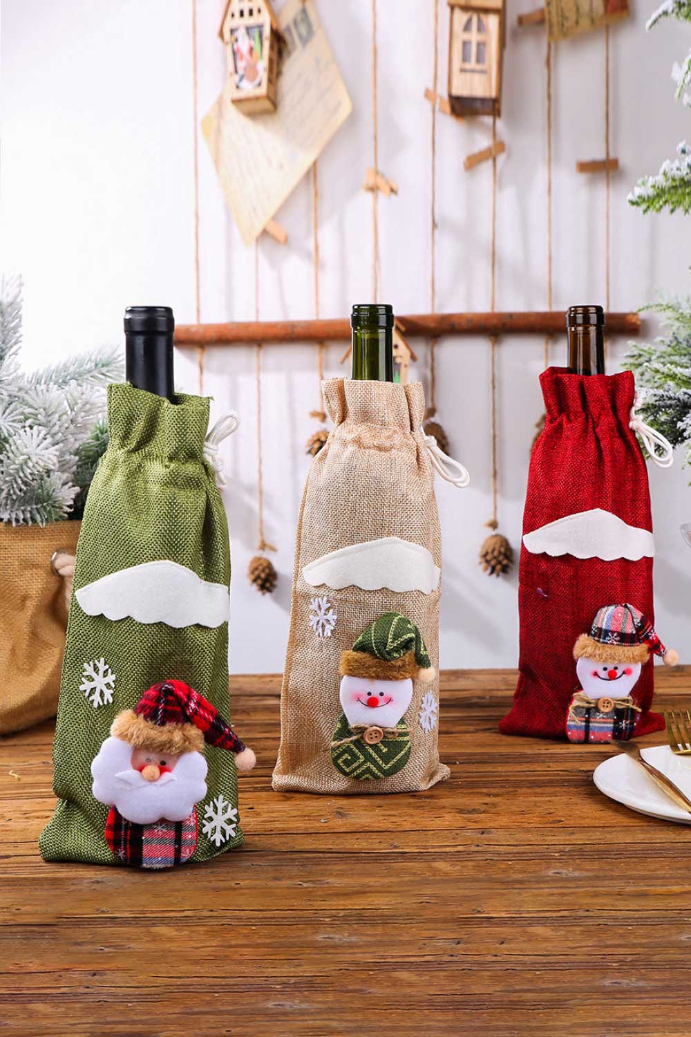 4-Pack Christmas Gnome Bottle Cover