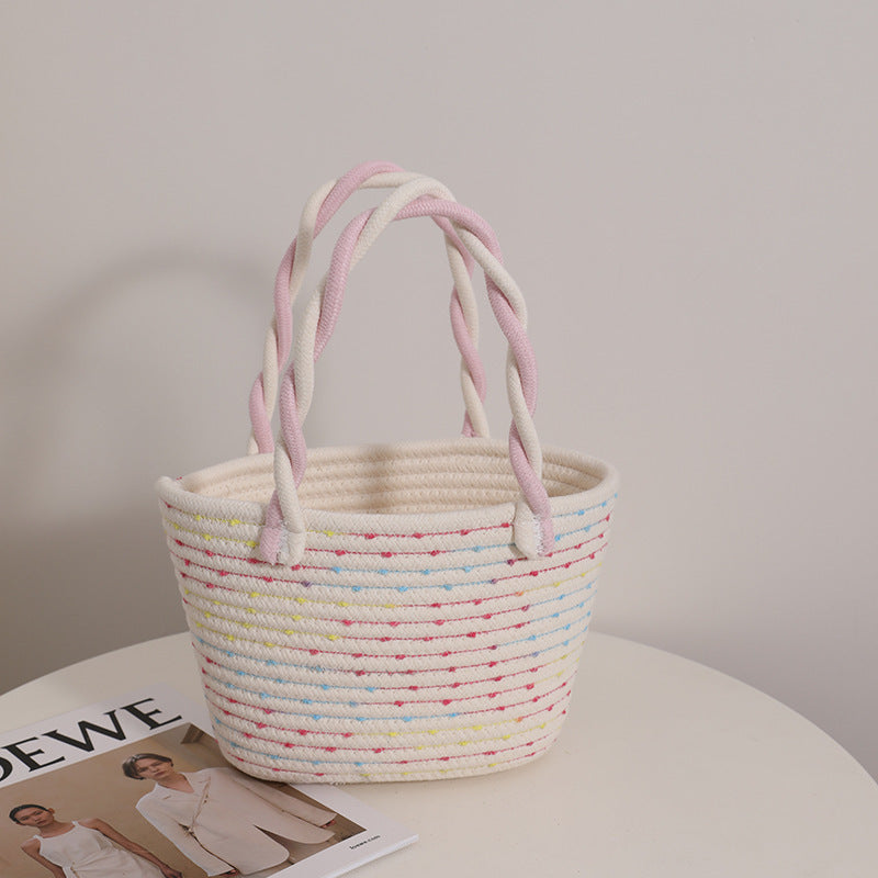 Women's Fashion Twist Hand-held Cotton Thread Woven Bag