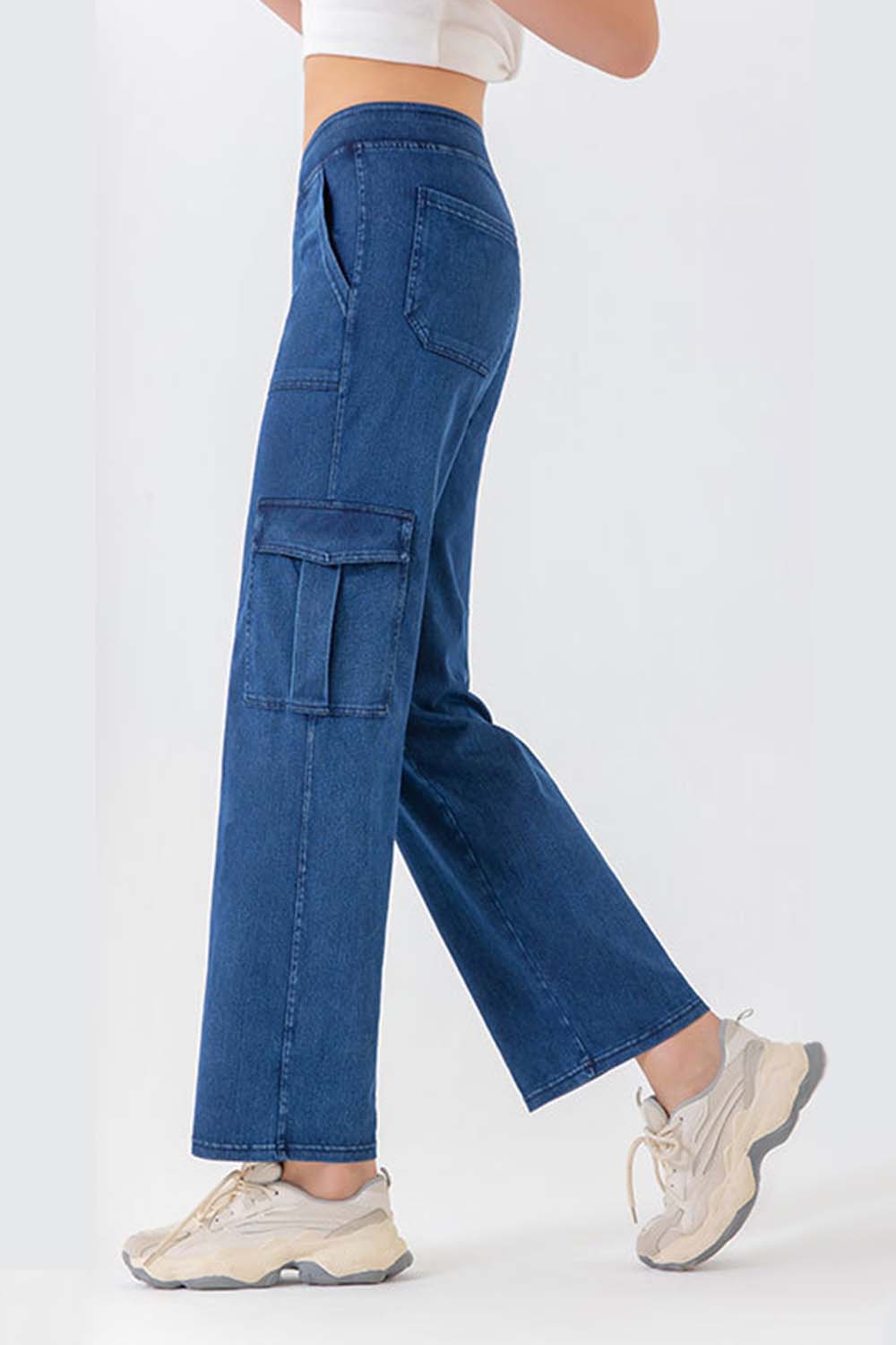 Buttoned Pocketed Long Jeans