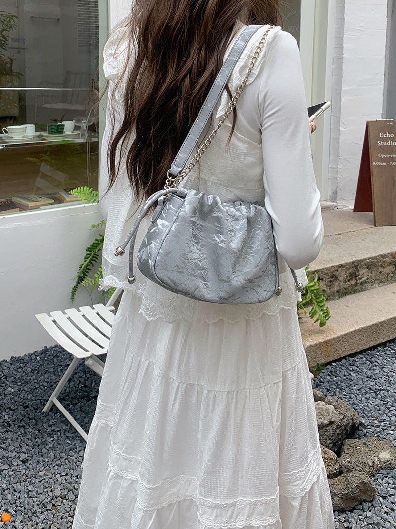 New Chinese Style Pleated Chain Cloud Niche Commuter Summer All-matching Crossbody Bag For Women