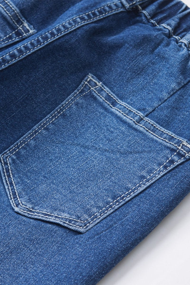 Elastic Waist Bootcut Jeans with Pockets - Bottoms Sale