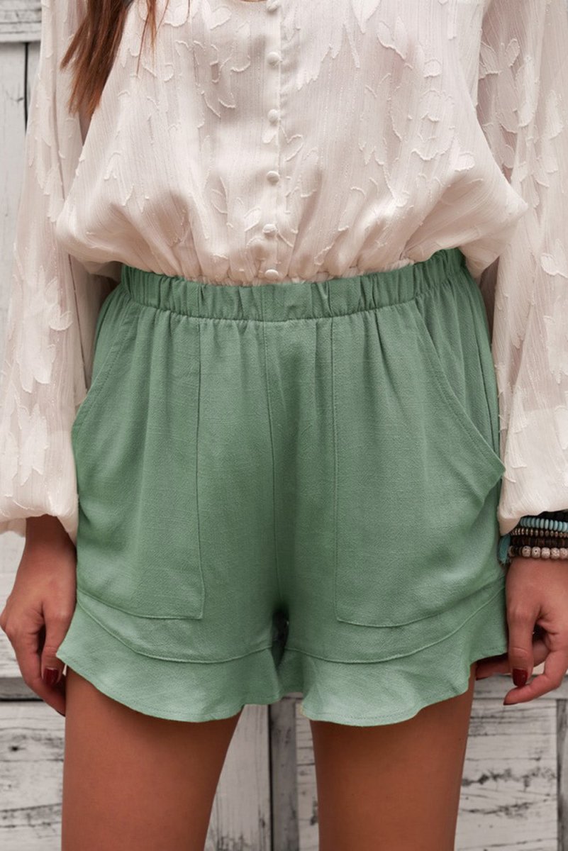 Elastic Waist Shorts with Pockets - Bottoms