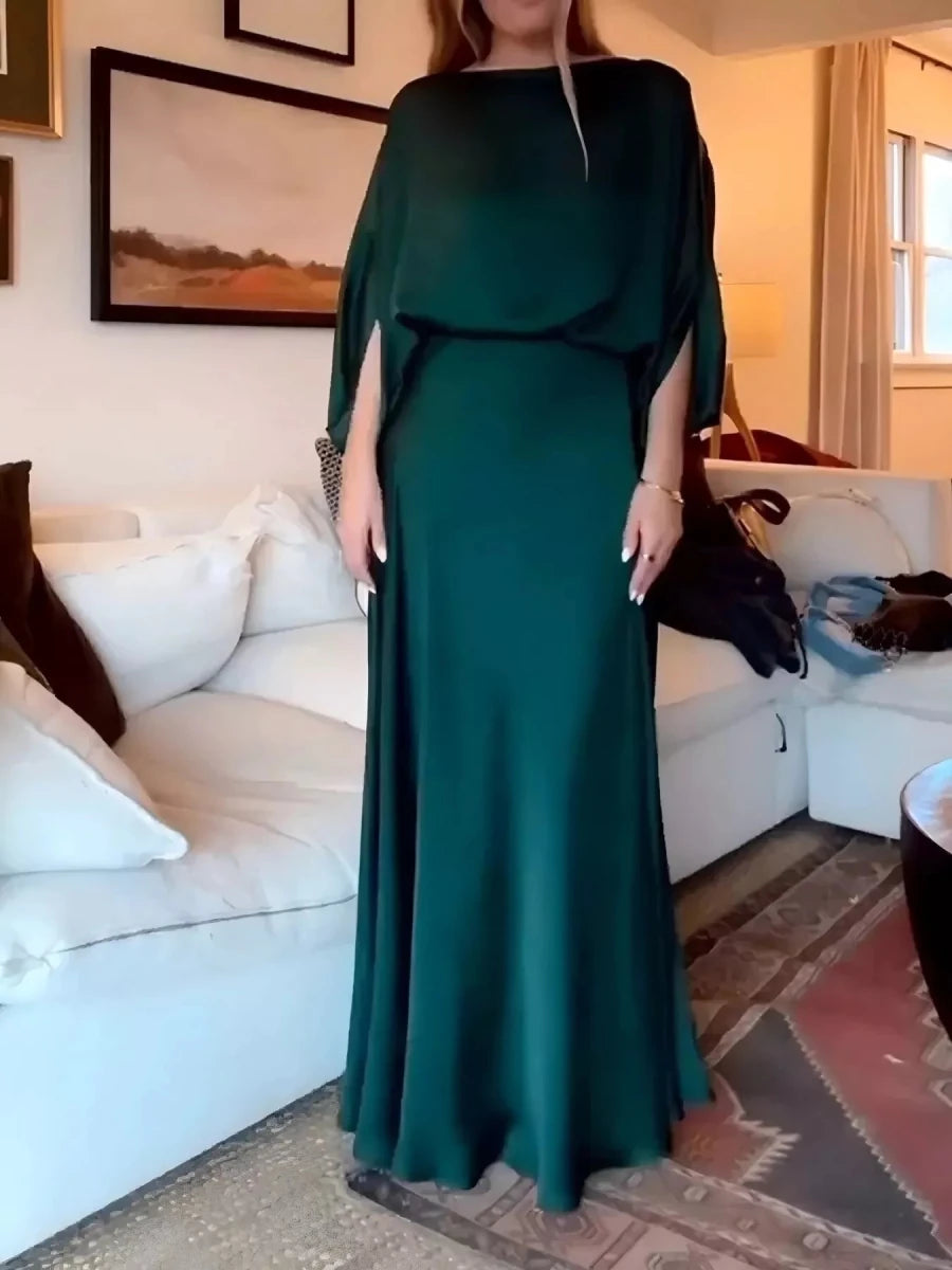 Elegant Batwing Sleeve Maxi Dress - 