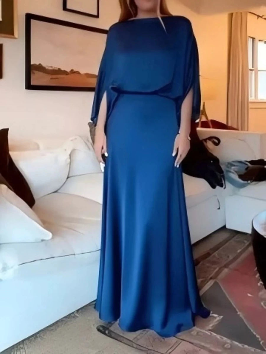 Elegant Batwing Sleeve Maxi Dress - 