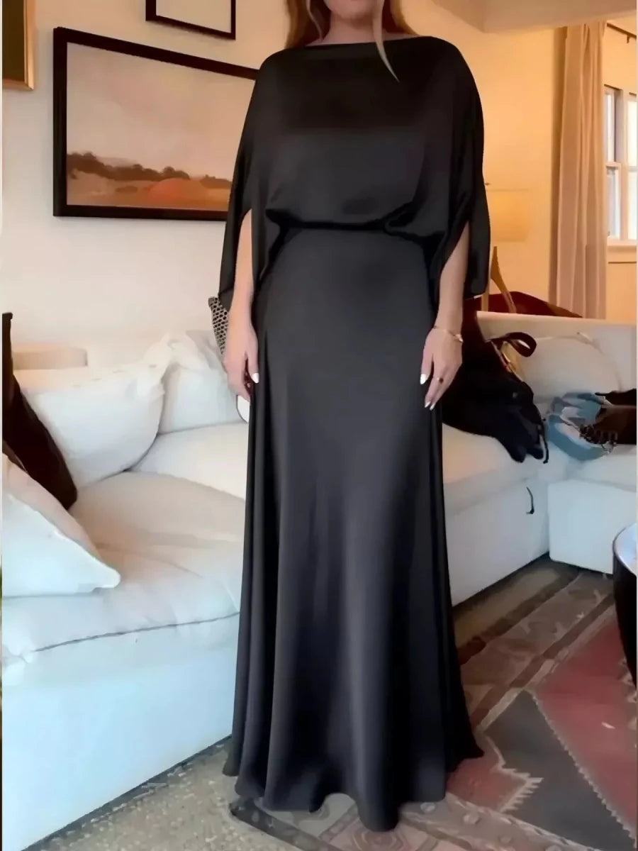 Elegant Batwing Sleeve Maxi Dress - 