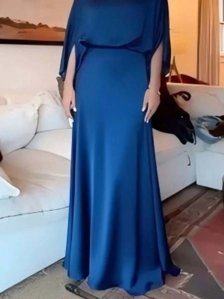 Elegant Batwing Sleeve Maxi Dress - 