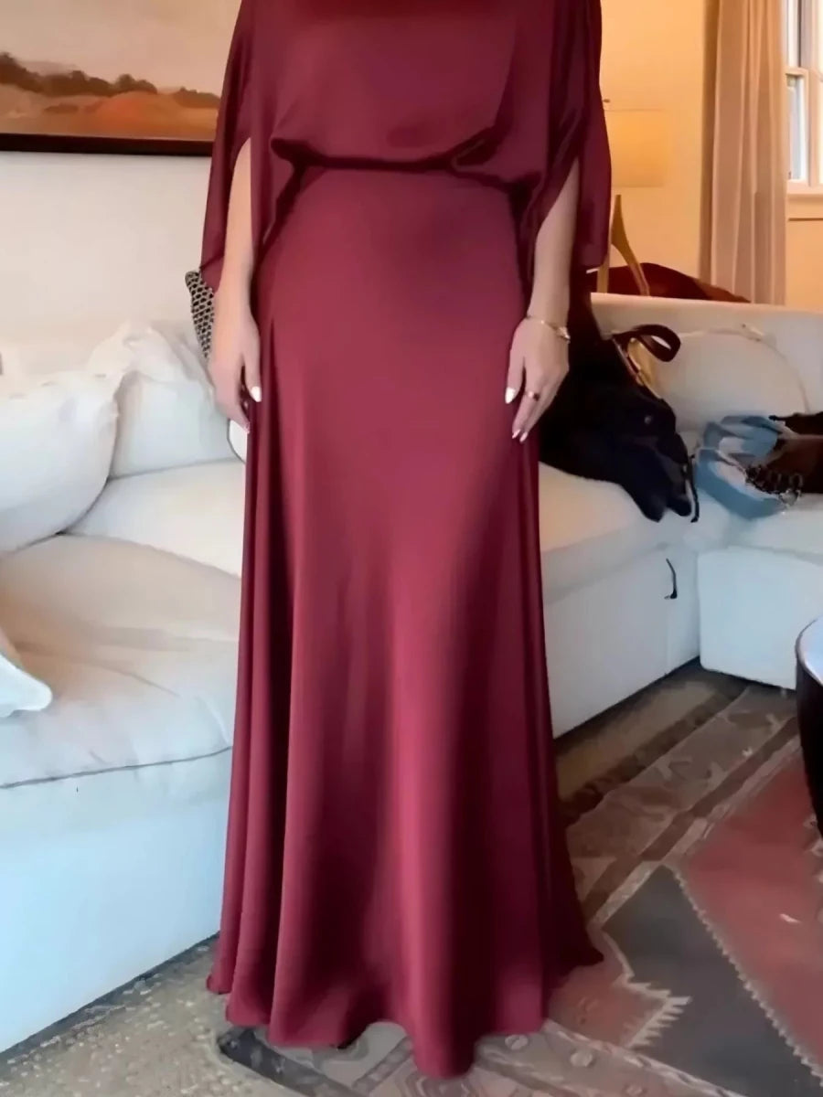 Elegant Batwing Sleeve Maxi Dress - 