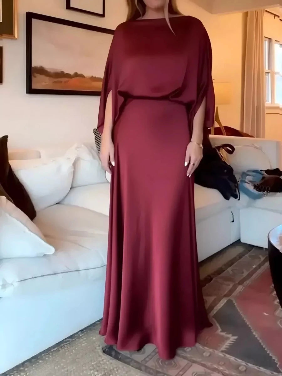 Elegant Batwing Sleeve Maxi Dress - 