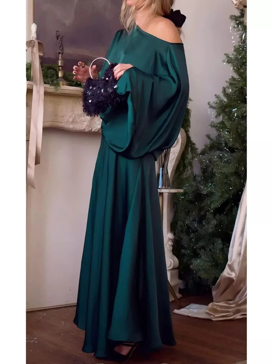 Elegant Batwing Sleeve Maxi Dress - 