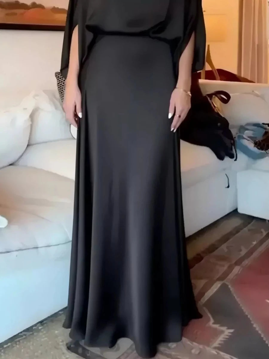 Elegant Batwing Sleeve Maxi Dress - 